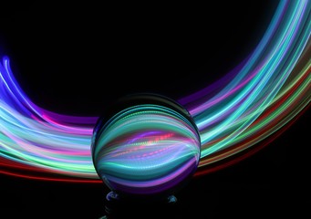 glass ball light photography swirls and curls of mixed coloured light