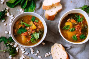 Tuscan white bean and butternut squash soup.style rustic