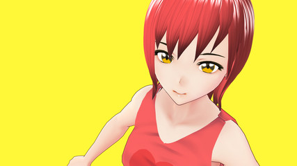 Anime Girl Cartoon Character Japanese Girl with a smile and Background it's Anime Manga Girl from Japan	