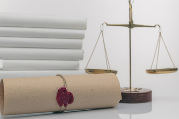 Notary's public pen and stamp on testament and last will. Notary public tools