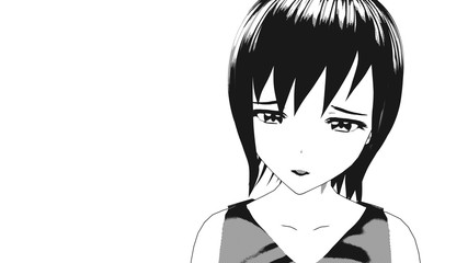 Anime Girl Cartoon Character Japanese Girl with a smile and Background it's Anime Manga Girl from Japan	