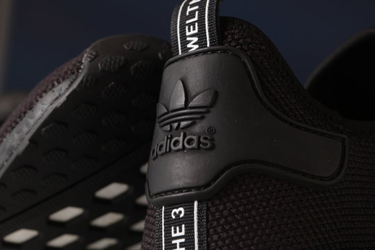 black sports shoes adidas model NMD_R1. Belarus,Minsk,2020