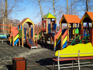 Fototapeta na wymiar Kid zone. Empty children playground.
