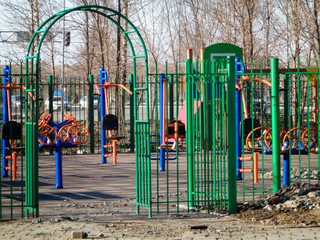 Playground for kids. Kid zone. Empty playground.