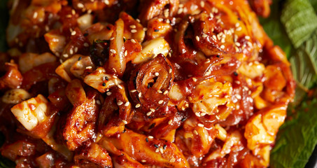 Korean offal barbecue with rice cake 