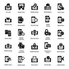 Mobile Apps and Social Media Solid Icons Pack 