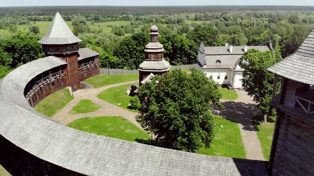 Aerial View of Historic Wooden Fortification In Baturyn, Ukraine (1)