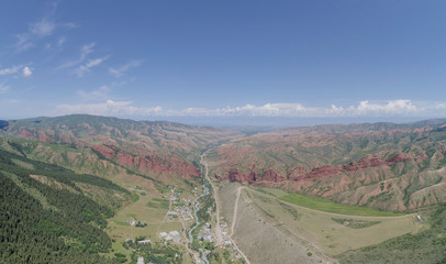 Naklejka premium Jeti Oguz drone panorama Kyrgyzstan