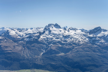 Fototapeta na wymiar Earnslaw Peak range, from east, New Zealand
