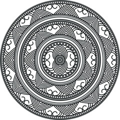 Round pattern. Antient desorative ornament. Black and white desing