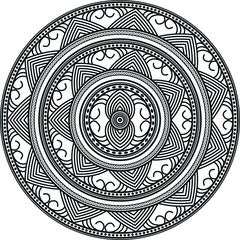 Round pattern. Antient desorative ornament. Black and white desing