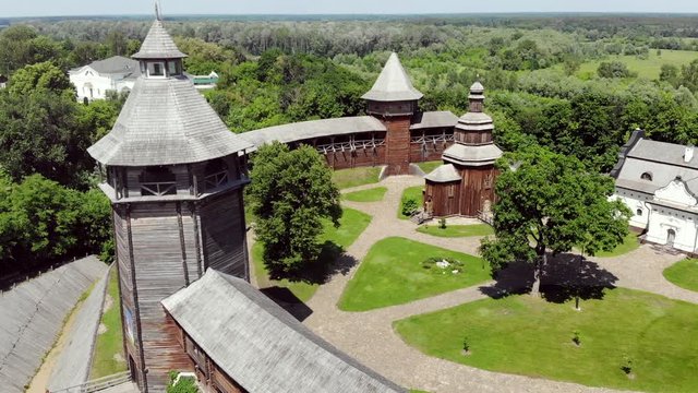 Aerial View of Historic Wooden Fortification In Baturyn, Ukraine (2)
