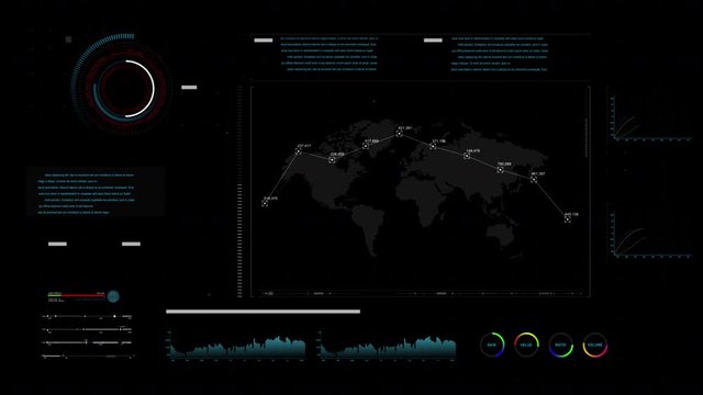 Business user interface with stock graph chart and indicator element, Raising and falling status, for Increase and recession of business concept, dark and grain process

