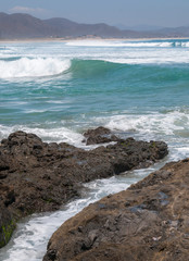 waves in the Pacific Ocean reaching Los Cerritos Beach in Todos Santos, near La Paz Baja California Sur, Mexico