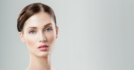 Fototapeta premium Beautiful Young adult Woman with Clean Fresh Skin. Perfect skin Cosmetology, beauty and spa .