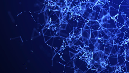 Abstract digital connection dots. Technology background. Network connection structure. Plexus effect. 3d rendering