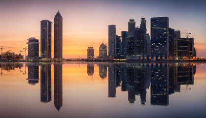 Cityscape of Dubai and panoramic view of Business bay, UAE