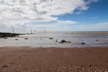 Coast and sandy beach at the North Sea in Vlissingen