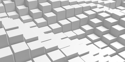 White cubes structure. Abstract futuristic background.