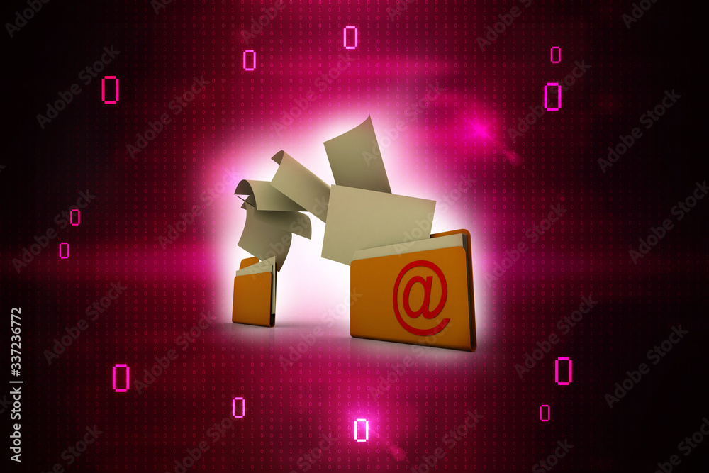 Poster 3d rendering documents copying one file to another