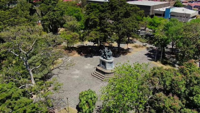 Cinematic aerial view of the Empty streets in the museum, parks and churches due to the quarentane of Covid-19 in Costa Rica