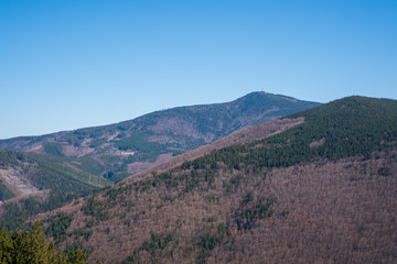 Obraz premium View of Lysa hora in Beskydy Mountains, Czech Beskydy Mountains
