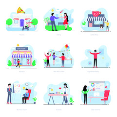 People Services Creative Illustration in Flat Design 