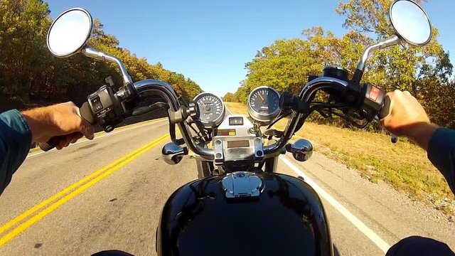 POV Motorcycle Riding Country Road In Oklahoma