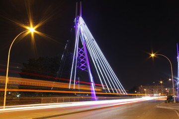 Fototapeta na wymiar İlluminated bridge over bursa river