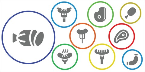 Modern Simple Set of salami Vector filled Icons