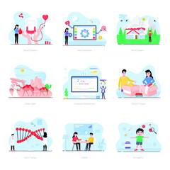 People Working Illustrations in Flat Style 