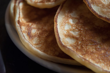 slices of pancakes close-up on a plate