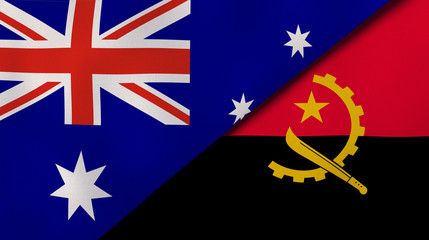 The flags of Australia and Angola. News, reportage, business background. 3d illustration