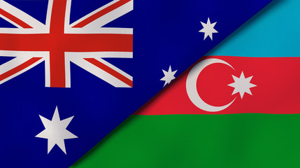 The flags of Australia and Azerbaijan. News, reportage, business background. 3d illustration
