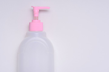 white transparent dispenser sanitizer on white background for brand