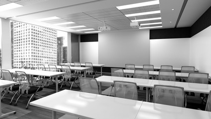 Fototapeta na wymiar modern empty classroom in school 3d render image