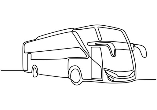 One line drawing of public transport for transportation of passenger. Single continuous line drawing public transportation concept vector illustration