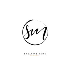 Fototapeta premium S M SM Initial logo template vector. Letter logo concept