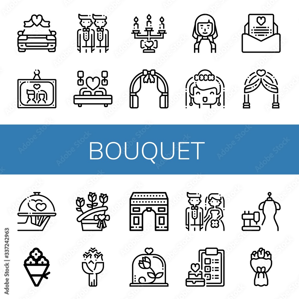 Sticker Set of bouquet icons