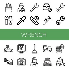 wrench simple icons set