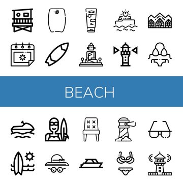 beach icon set