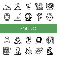 Set of young icons