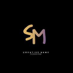 S M SM Initial logo template vector. Letter logo concept
