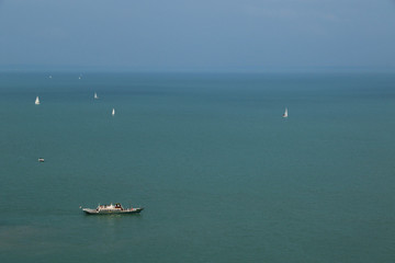 Landscape of lake Balaton in Hungary, view from Tihany village 