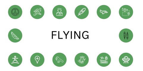 Set of flying icons