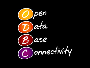ODBC - Open Database Connectivity acronym, technology concept background