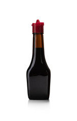 bottle soy sauce on isolated white background