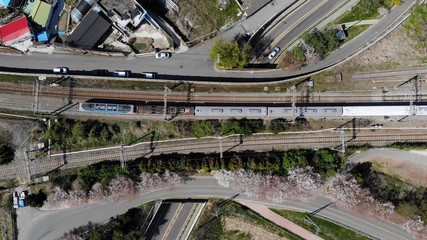 Obraz premium Aerial Shot of Railway and Road