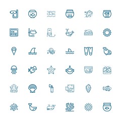 Editable 36 underwater icons for web and mobile