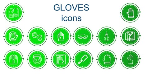 Editable 14 gloves icons for web and mobile